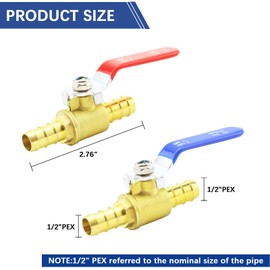 3/4 Inch PEX Ball Valves,12 Pcs PEX Brass Full Port Shut Off Ball Valve, Brass Full Port Quarter Turn Crimp Pex Valves for Hot and Cold Water