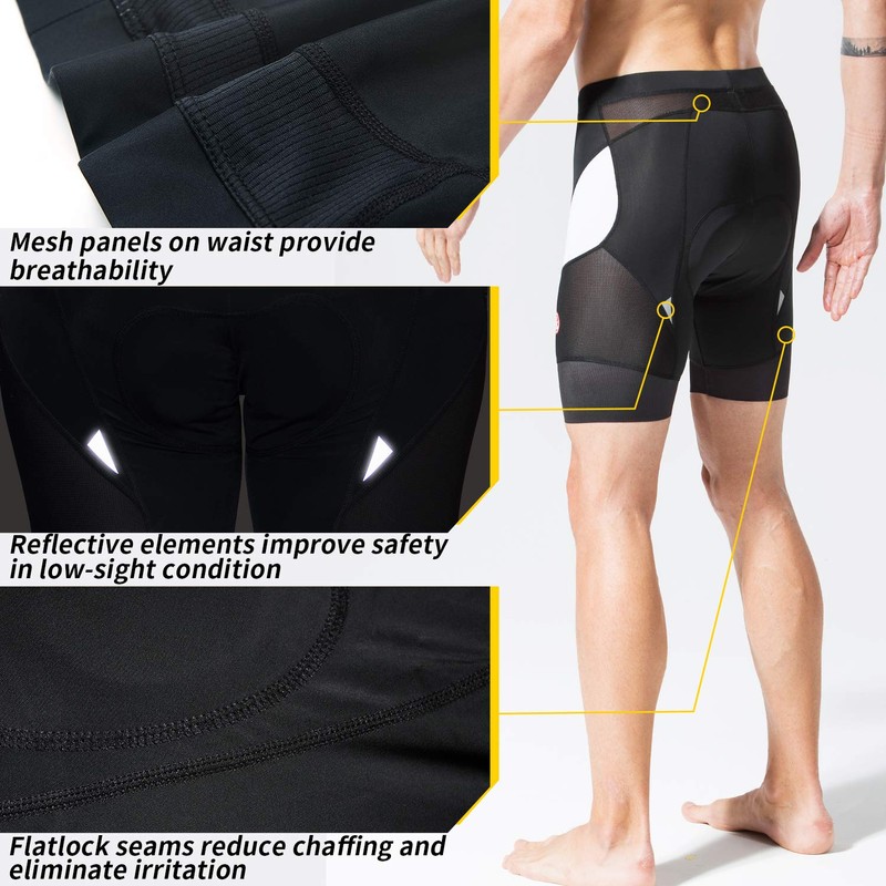 Souke Sports Men’s 4D Padded Cycling Shorts - Breathable &
