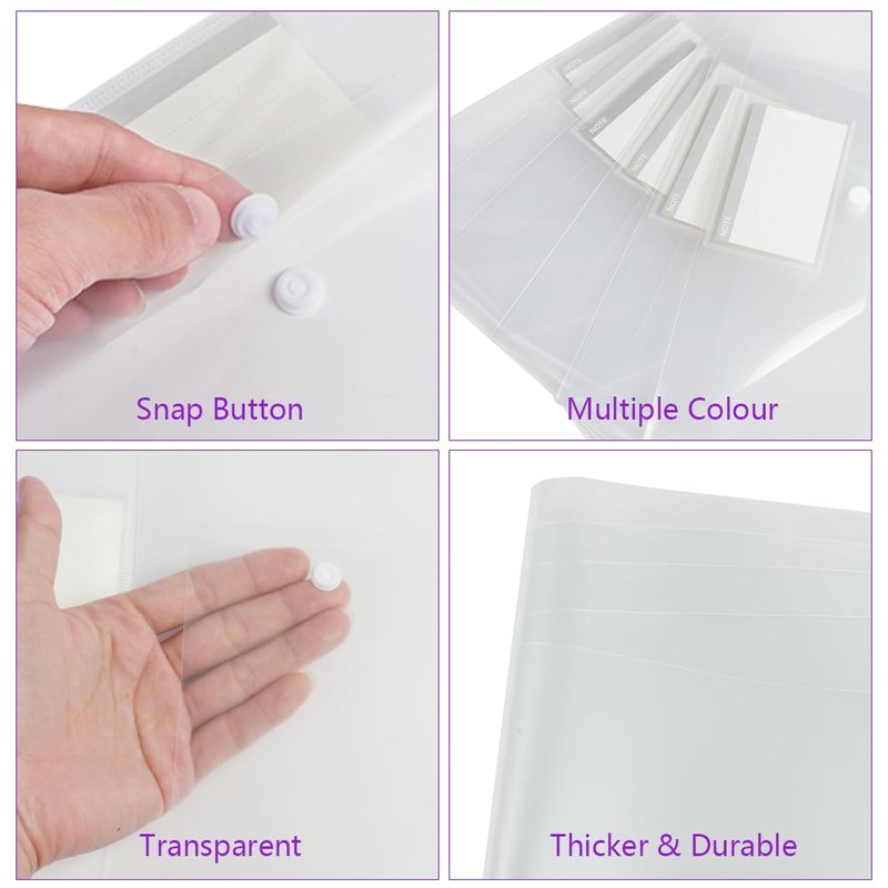 Vicloon Document Wallets A4, Pack of 12 Transparent Document Folder