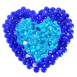 Kissvian Flat Glass Marbles/Gems/Stones/Beads for Home Décor Vase Filler Table Scatter Art Craft Aquarium – 2LB (17-20mm, Approx. 3/4") Blue & Aqua Blue