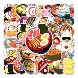 Japanese Food Stickers |50Pcs Japanese Cuisine Sushi Waterproof Vinyl Decals for Water Bottles Bicycle Laptop Refrigerator Luggage Computer Mobile Phone Skateboard Bike Décor