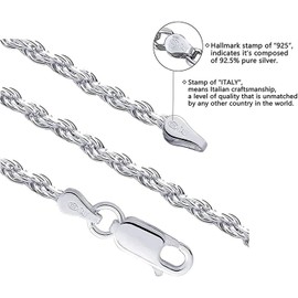 Savlano 925 Sterling Silver 1.8mm Solid Italian Rope Diamond Cut Twist Link Chain Necklace With a Gift Box For Men & Women - Made in Italy (20, 1.8mm)