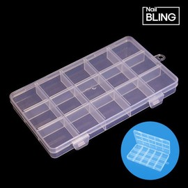 Small Empty Case with 15 Integrated Lid, Nail Parts & Accessories Storage / 네일파츠 악세사리 소품 보관 15칸 일체형 뚜껑 스몰 공케이스 소품정리