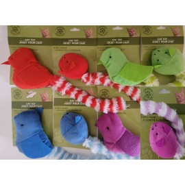 Unbranded Plush Kitten Cat Toys Birds & Mice w Long Tails & Rattles, 10.5", 1 Toy/Pk S23 S - Green Mouse