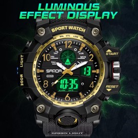 findtime Military Watch Men's Watch Digital Sport Blue Green Black Men's Watch Digital Watch Chronograph Men's 5 ATM Waterproof Military Watch Tactical Outdoor Stopwatch Alarm Clock Sports Watch Men