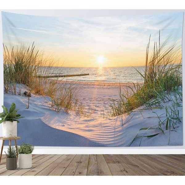 LB Tapestry Nature Wall Towel Sunset by the Sea Wall Hanging Summer Landscape Tapestry for Living Room Bedroom Dorm Wall Decoration 235 x 180 cm