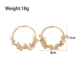 Gold Butterfly Hoop Earrings for Women,Aesthetic Hollow Butterfly Large Loop Earrings Charm Huggie Earrings,Unique Insect Jewelry Accessories Gifts (Gold)