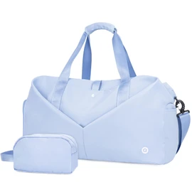 Ceneda 20" Gym Duffel Bag with Wet Pocket Shoes Compartment Portable Overnight Weekender Bag Travel Bag Yoga Bag for Women (Light Blue)