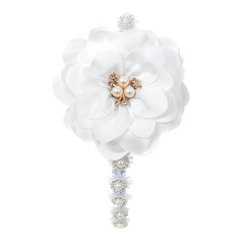 Bridal Flower Headpiece, White and Copper Satin Floral Hair Accesory with Pearl Crystal Embellishments, Wedding hair piece for Girls (Copper, 1 Size)