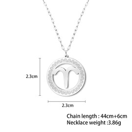 NEWEI Stainless Steel Silver Dainty Zodiac Sign Charm Chain Pendant Necklace Birthday Gifts for Women Celestial Constellation Horoscope Astrology Jewellery Cool Gifts for Female Friend (Aries)