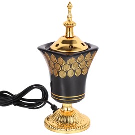 Alipis Electric Incense Burner Bakhoor Incense Burner Middle Eastern Style Tabletop Electric Censer Vintage Arabic Aroma Burner Oud Frankincense Burner for Yoga Spa Black