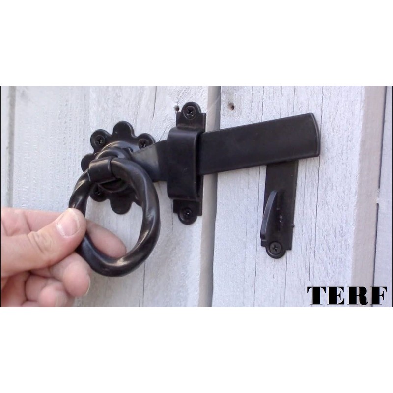 TERF® Heavy Duty Antique Black Twisted Ring Gate Latch Door