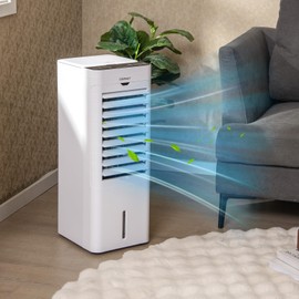 COSTWAY Evaporative Air Cooler and Heater, 3-in-1 Portable cooling fan with 3 Modes, 3 Speeds, 12-Hour Timer for Auto Off, 5.4L Water Tank, Control Panel, Swamp Cooler for Home Bedroom Office