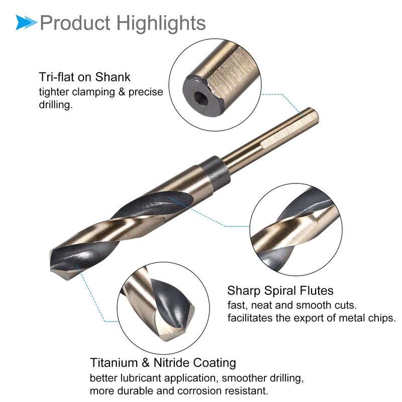 CoCud Reducing Shank Twist Drill Bit 17mm Cutting Edge Titanium