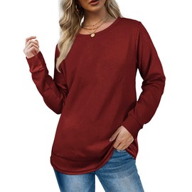 Dofaoo Christmas Sweatshirts for Women Crewneck Long Sleeve Plus Size Tops Oversized Pullover Red XL