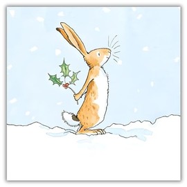 Christmas Cards Pack of 8 - Little Nutbrown Hare and Holly - Artistic 'Guess How Much I Love You' Design - Made in the UK - Eco-Friendly