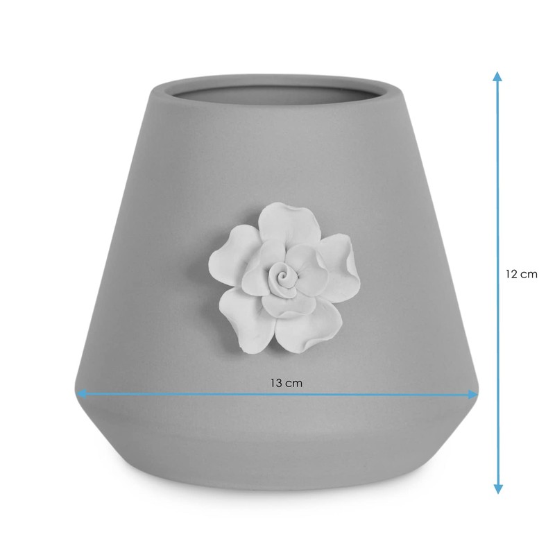 AmeliaHome Lusitano Ceramic Flower Pot Flower Pattern Cream