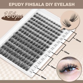Self Adhesive Lash Clusters Soft Fluffy Lashes Extensions 156pcs Eyelashes No Glue Needed 10-16mm Pre-Glue Individual Lashes Super Thin Band DIY Eyelashes with Lash Tweezer