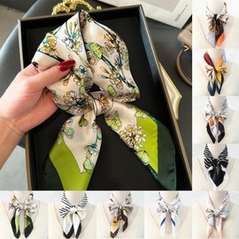 Women's Silk Petit Scarf Headband 7. Plaid Linen 2ea