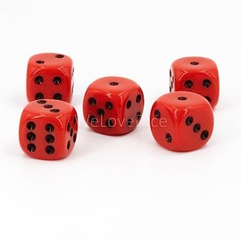 WeLoveBeads W6 Cube (16 mm) in Red/Black Dots - Made in Germany - Pack of 5