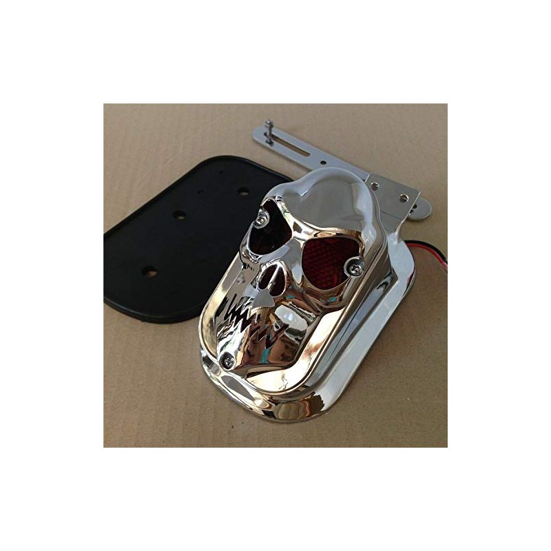 XKMT- Chrome Red Tombstone ABS Plastic Skull Brake Tail Light