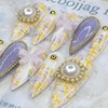 Pearl tweed handmade nail tips - lipstick / 진주 트위드