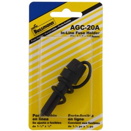 Bussmann HMJ Black In-Line Glass Fuse Holder with SFE-20 Fuse - 32V/20A with #14 Lead wire, 1 Pack