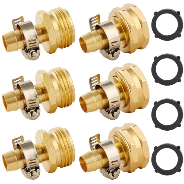 Auysier 3 Set Brass Garden Hose Repair Connector Kit with