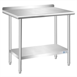 KUARBARR KUARBARR Stainless Steel Table 30 x 18 Inch Commercial Stainless Steel Prep Table, Metal Kitchen Table for Restaurant Garage Warehouse