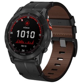 Fenix 8 47 mm leather strap, 22 mm watch replacement strap for Fenix 7, Fenix 7 Solar, Fenix 7 Sapphire Solar, Fenix 6/pro/Sapphire, Fenix 5/plus, Forerunner 935/945/955, Approach S60, Quatix 5/6/7,