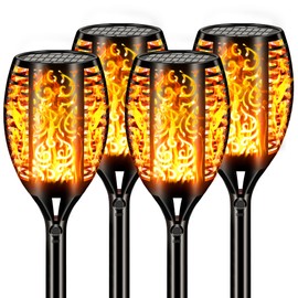 Uni PNR Upgraded Larger Solar Lights Outdoor Waterproof 96 LED, 43" Outdoor Lights, Solar Torch Light with Flickering Flame, Led Lights for Garden Decor, Patio, Yard, Pathway, 4Pack