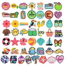 XHAOYEAHX 50PCS Summer Theme Different Pencil Topper Charms Decoration Sun Theme Ocean pen charms PVC pen Topper Student DIY Pencil Clips Charms Accessories for Classroom Students Gifts Awards.