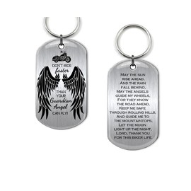 Biker Prayer for Motorcycle Riders Double Sided Dog Tag - Guardian Angel Key Chain or Necklace - Safe Driving Keepsake Unisex Men Women, Double Coat Aluminum