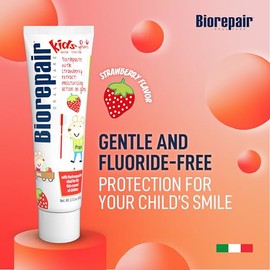 BIOREPAIR Kids- Kids and Baby Toothpaste with Hydroxyapatite, Gentle Cleansing & Enamel Protection, Strawberry Fluoride Free Toothpaste, Moisturizing 