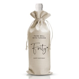 DOI-LANEE 40th Birthday Wine Bag Forty Birthday Pairs Well With Turning Forty Wine Bag Party Supplies Decorations 40 Year Old Gifts for Her Him Party Favor Gift