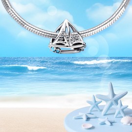 Annmors Sailboat Charm for Women Charm Bracelets & Pendant Necklace 925 Sterling Silver