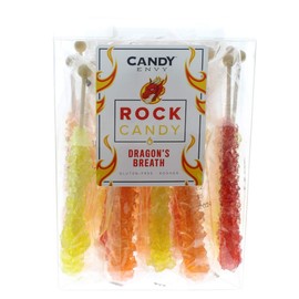 Dragon's Breath Rock Candy Sticks - 18 Count - Large Individually Wrapped Rock Candy On a Stick - Red, Orange, Yellow Rock Candy - Includes "How to Build a Candy Buffet" Guide (18 Count)