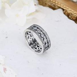 AeraVida Sparkling Cubic Zirconia Sterling Silver Band Ring-8