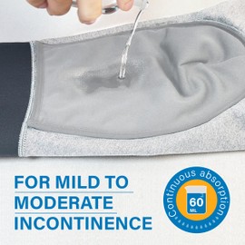 IRISMORII Mens Incontinence Underwear Washable Adult Leak Proof Briefs with 60 ml Absorbency Bladder Control Trunk 3 Pack (3 Gray, 2XL)