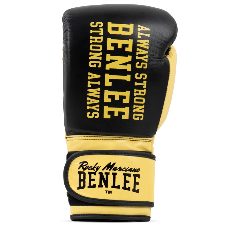 Benlee Hardwood Leather Boxing Gloves, 12 oz, Black/Yellow