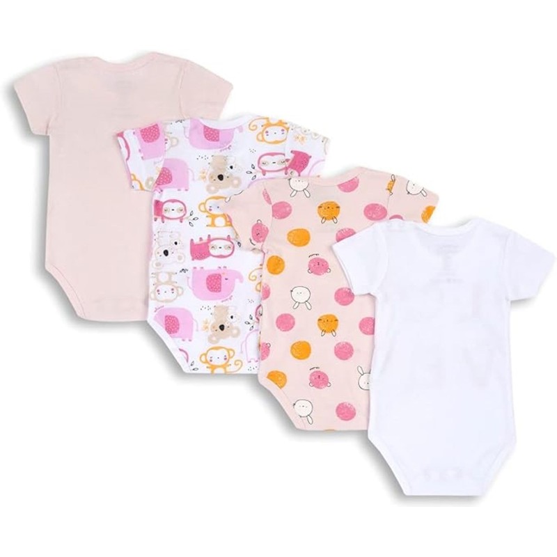 Chicco, Baby Boys Short Sleeve Cotton Bodysuits Set, rose