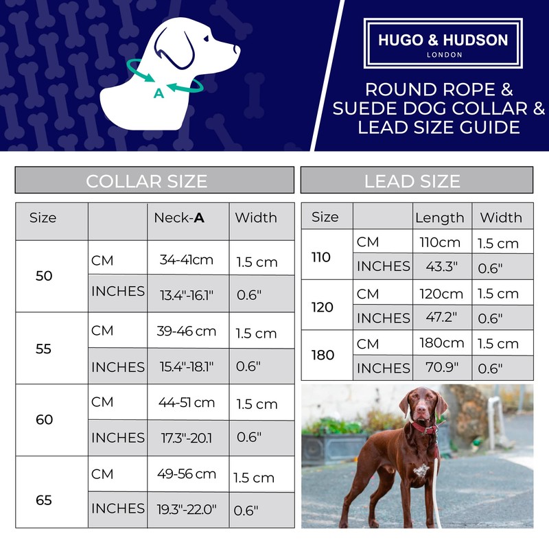 HUGO & HUDSON Luxury Dog Lead Round Rope & Leather