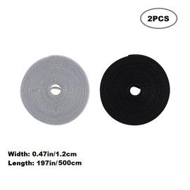 Hook and Loop Tape Self-Wrap Hook & Loop Tape in Black Reusable Fastening Tape for Cable Management(Grey+Black, 12mm/0.47in * 5Meter)