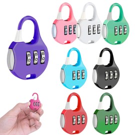 THETAG Pack of 8 Mini Padlock Numbers, 3-Digit Resettable Combination Lock, Colourful Suitcase Lock, Lock with Combination Code for Suitcases, Luggage, School, Cupboards, Gym, 8 Colours