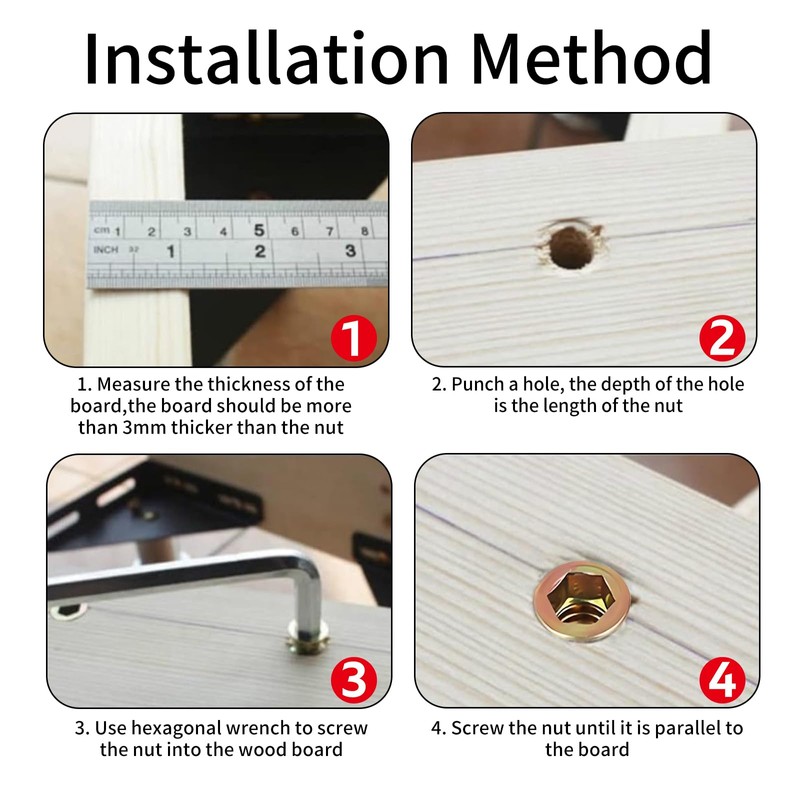 Wjelet 20PCS Threaded Inserts Nuts M5x10mm Hex Drive Head Nuts