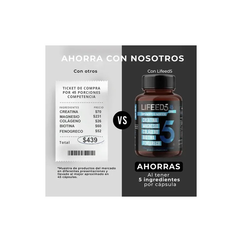 Suplemento Alimenticio Lifeed5 Mens Tsto Energía 45 Cápsulas