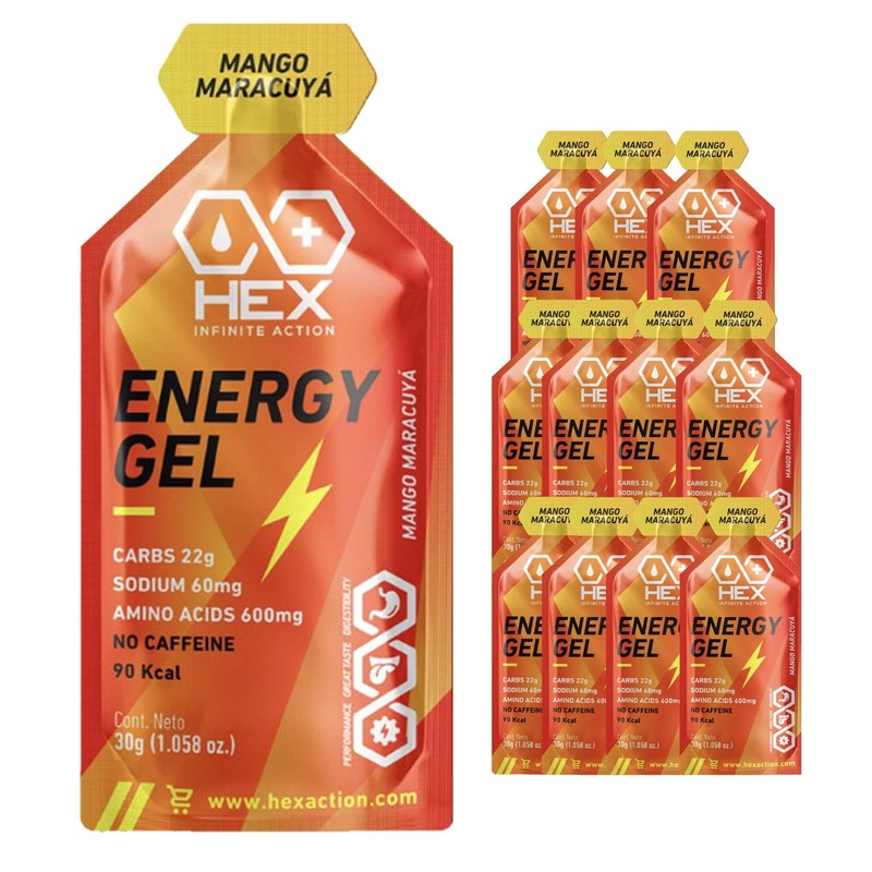 Hex Gel Energético Sabor Mango Maracuya - 1230G Paquetes