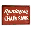 Tinworld Tin Sign: Remington Chain Saws Rustic Retro Rustic Tools