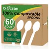 Biocean 100% Compostable Spoons 60 Count Disposable Soup Spoons Heavy