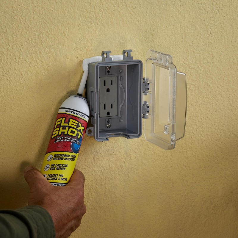 Flex Shot Rubber Adhesive Sealant Caulk, 8-oz, White | Flex